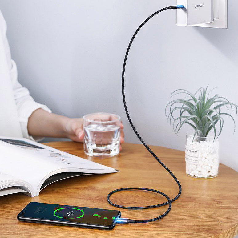 Cabo de Dados e Carregamento USB-C - USB-C UGREEN US316, 100W, 2m, Cinzento