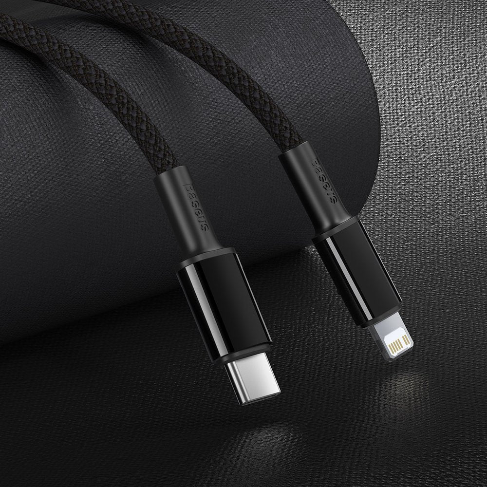 Cabo de Dados e Carregamento USB-C - Lightning Baseus High Density Braided, 20W, 2m, Preto CATLGD-A01