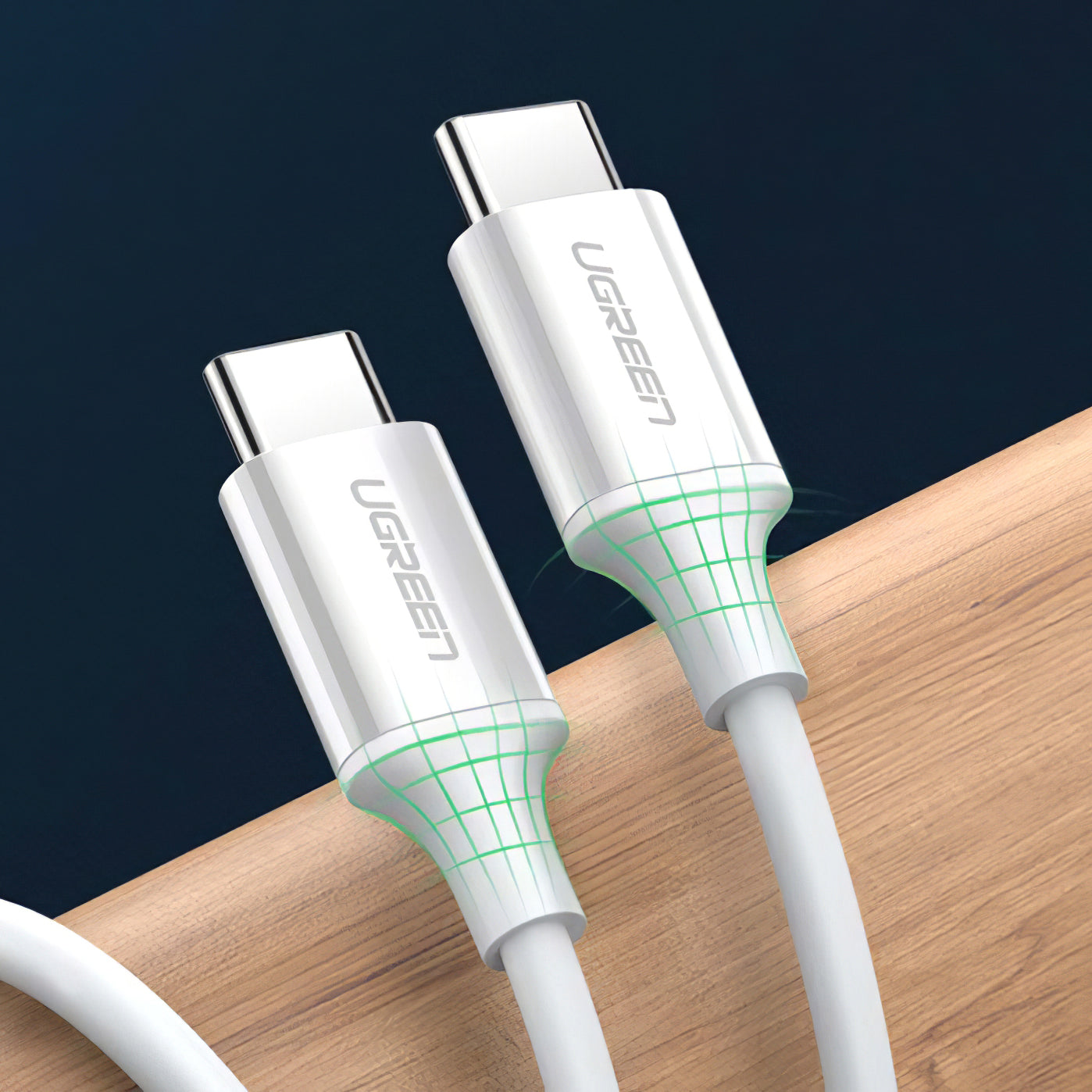 Cabo de carregamento e dados USB-C - USB-C UGREEN US264, 60W, 1m, Branco