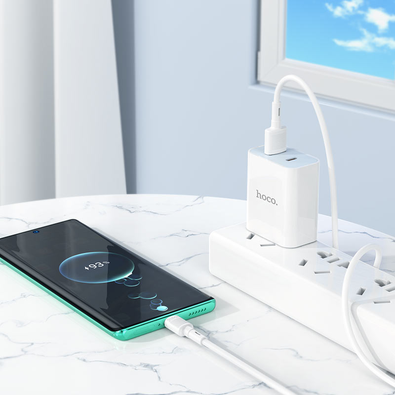 Cabo de Dados e Carregamento USB-A - USB-C HOCO X83 Victory, 20W, 1m, Branco
