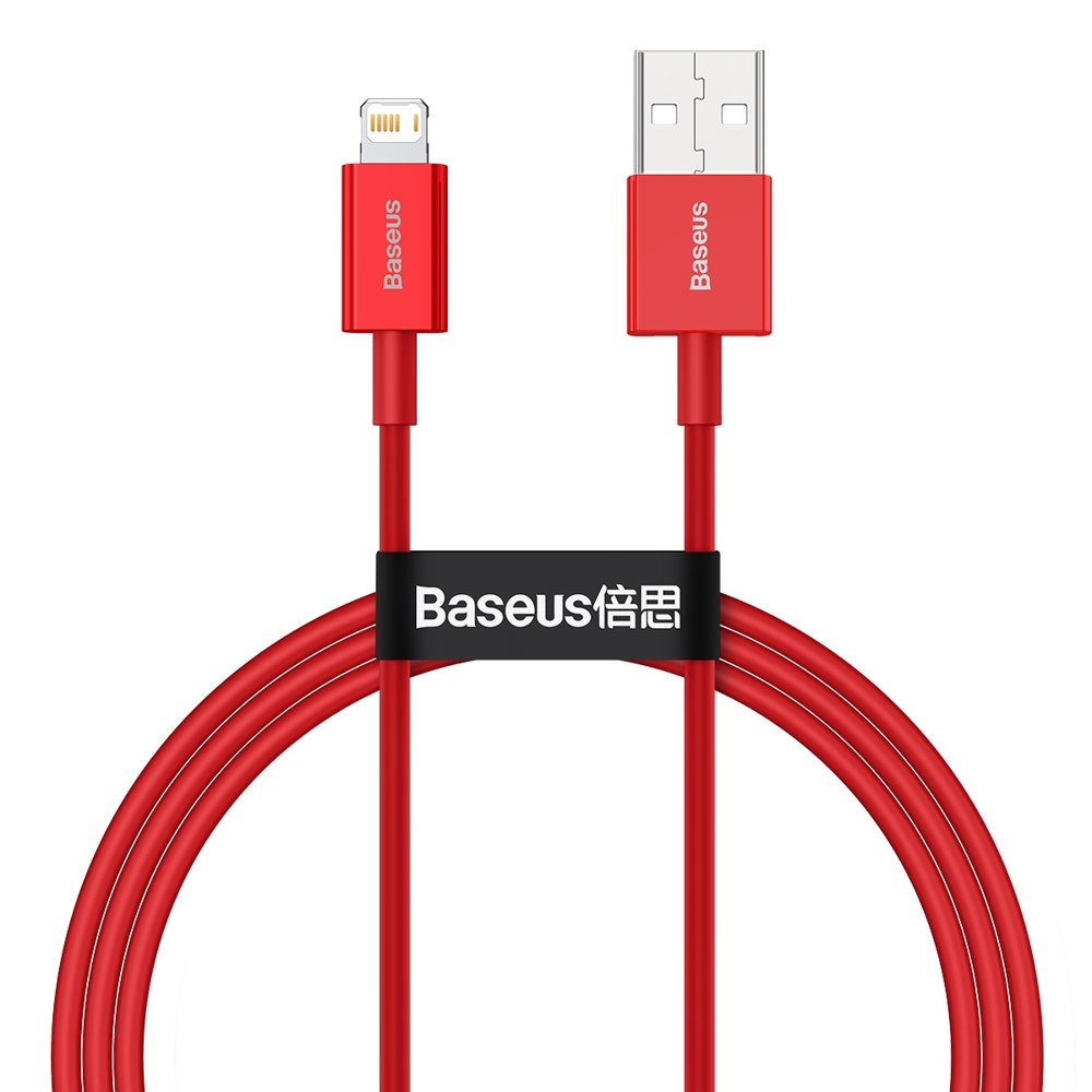 Cabo de carregamento e dados USB-A - Lightning Baseus Superior Series, 20W, 1m, vermelho CALYS-A09