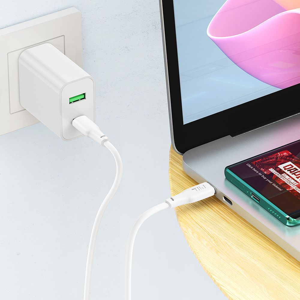 Cabo de carregamento e dados USB-C - USB-C HOCO X93 USB-C, 100W, 2m, Branco