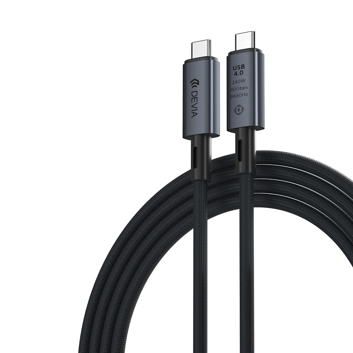 Cabo de Dados e Carregamento USB-C - USB-C DEVIA EC641, 240W, 1m, Preto