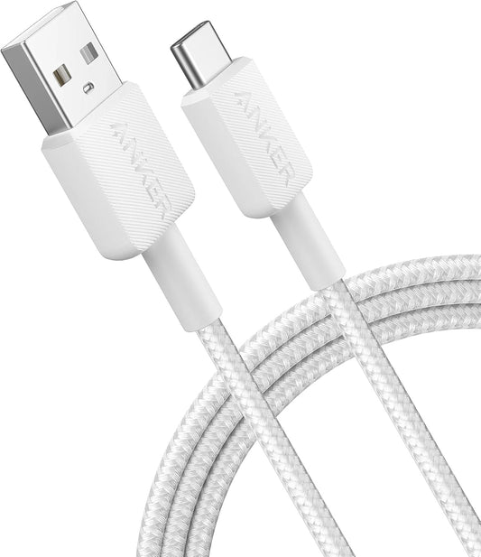 Cabo de carregamento e dados USB-A - USB-C Anker 322, 18W, 0,9 m, branco A81H5G21