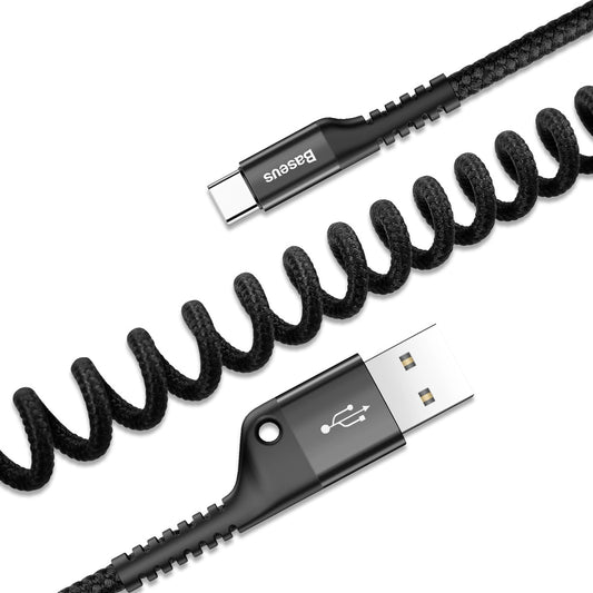Cabo de carregamento e dados USB-A - USB-C Baseus Fish Eye Spring, 18W, 1m, Preto CATSR-01 CATSR-01