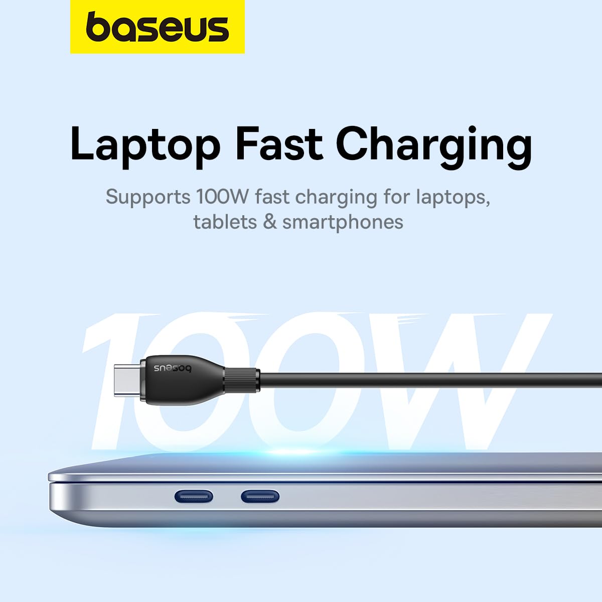 Cabo de Dados e Carregamento USB-C - USB-C Baseus Pudding, 100W, 1.2m, Preto P10355702111-00