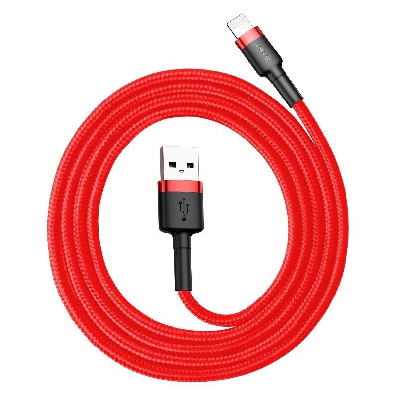 Cabo de Dados e Carregamento USB-A - Lightning Baseus Cafule, 18W, 1m, Vermelho CALKLF-B09