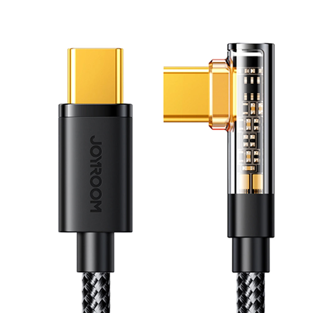 Cabo de Dados e Carregamento USB-C - USB-C Joyroom S-A6 Angled, 100W, 1.2m, Preto