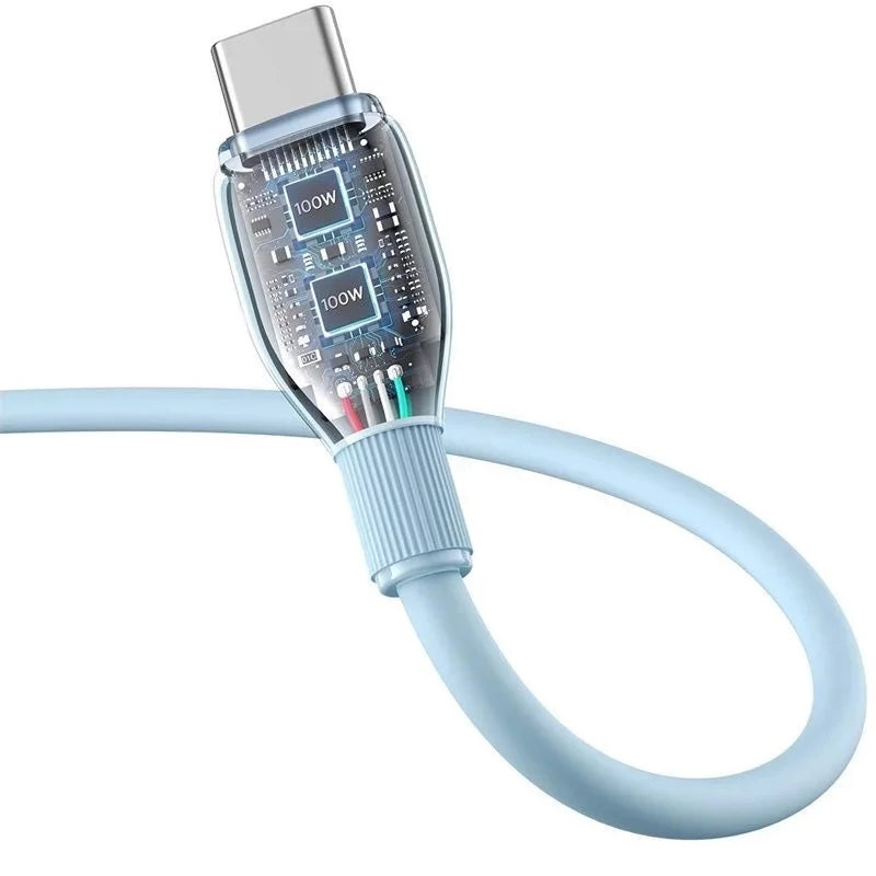Cabo de Dados e Carregamento USB-A - USB-C Baseus Pudding, 100W, 1.2m, Azul P10355703311-00