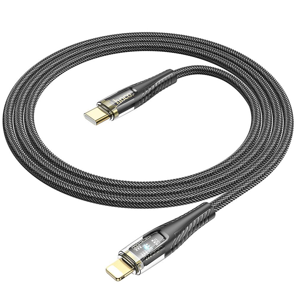 Cabo de Dados e Carregamento USB-C - Lightning HOCO U121, 27W, 1.2m, Preto