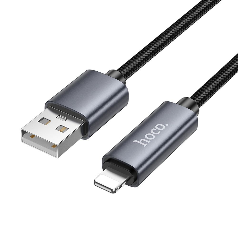 Cabo de Dados e Carregamento USB-A - Lightning HOCO Display X112, 18W, 1m, Preto