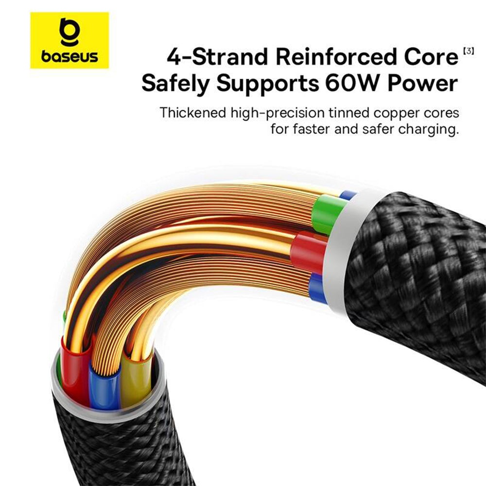 Cabo de Dados e Carregamento USB-A - USB-C Baseus Dura Series, 60W, 1m, Vermelho P10377802U01-01