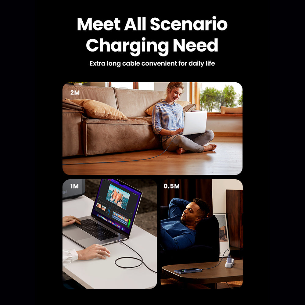 Cabo de Dados e Carregamento USB-C - USB-C UGREEN L513, 240W, 2m, Preto