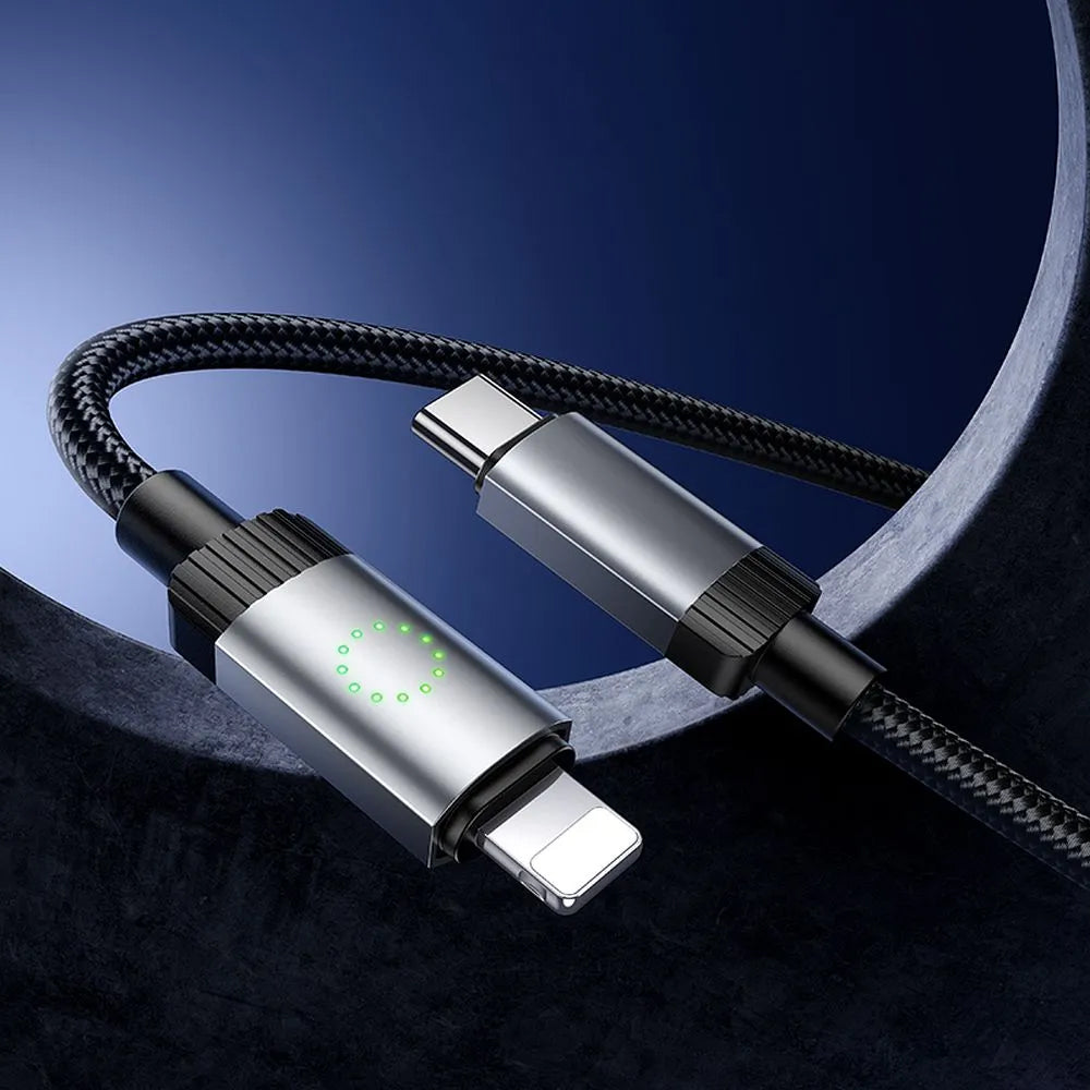 Cabo de Dados e Carregamento USB-C - Lightning HOCO X117, 27W, 1m, Preto
