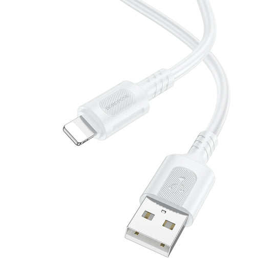 Cabo de Dados e Carregamento USB-A - Lightning Borofone BX111 Feliz, 18W, 1m, Branco