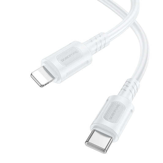 Cabo de Dados e Carregamento USB-C - Lightning Borofone BX111 Feliz, 27W, 1m, Branco