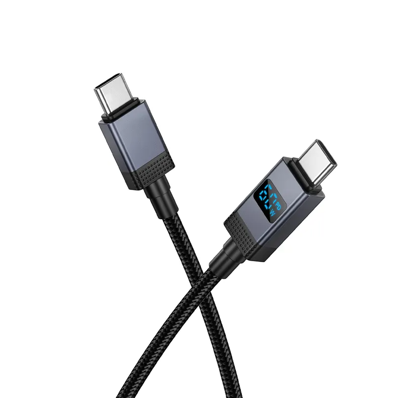 Cabo de Dados e Carregamento USB-C - USB-C HOCO X118 Display, 60W, 1m, Preto