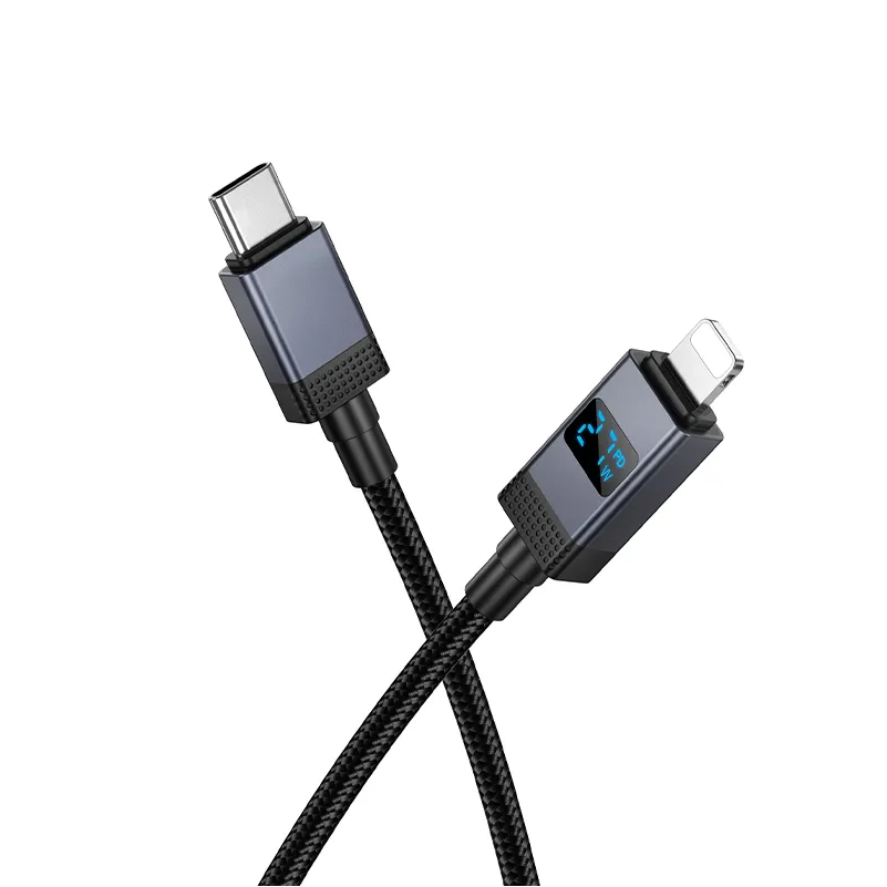 Cabo de Dados e Carregamento USB-C - Lightning HOCO X118 Display, 27W, 1m, Preto