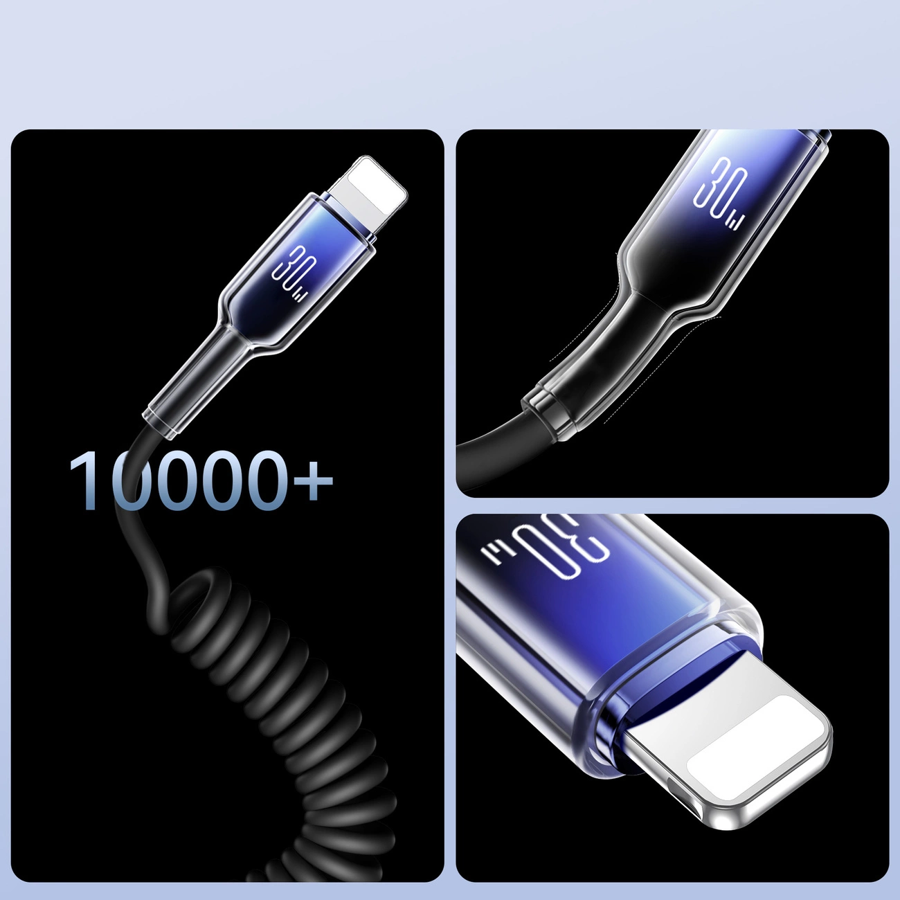 Cabo de Dados e Carregamento USB-C - Lightning Joyroom S-A43 Crystal, 30W, 1.5m, Preto