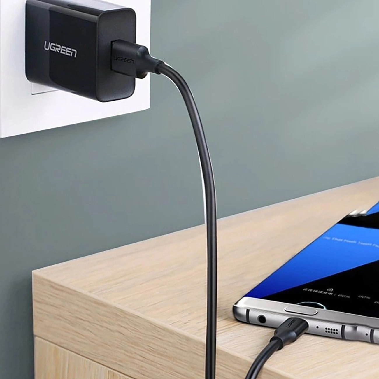 Cabo de Dados e Carregamento USB-A - USB-C UGREEN US184, 18W, 0.5m, Preto