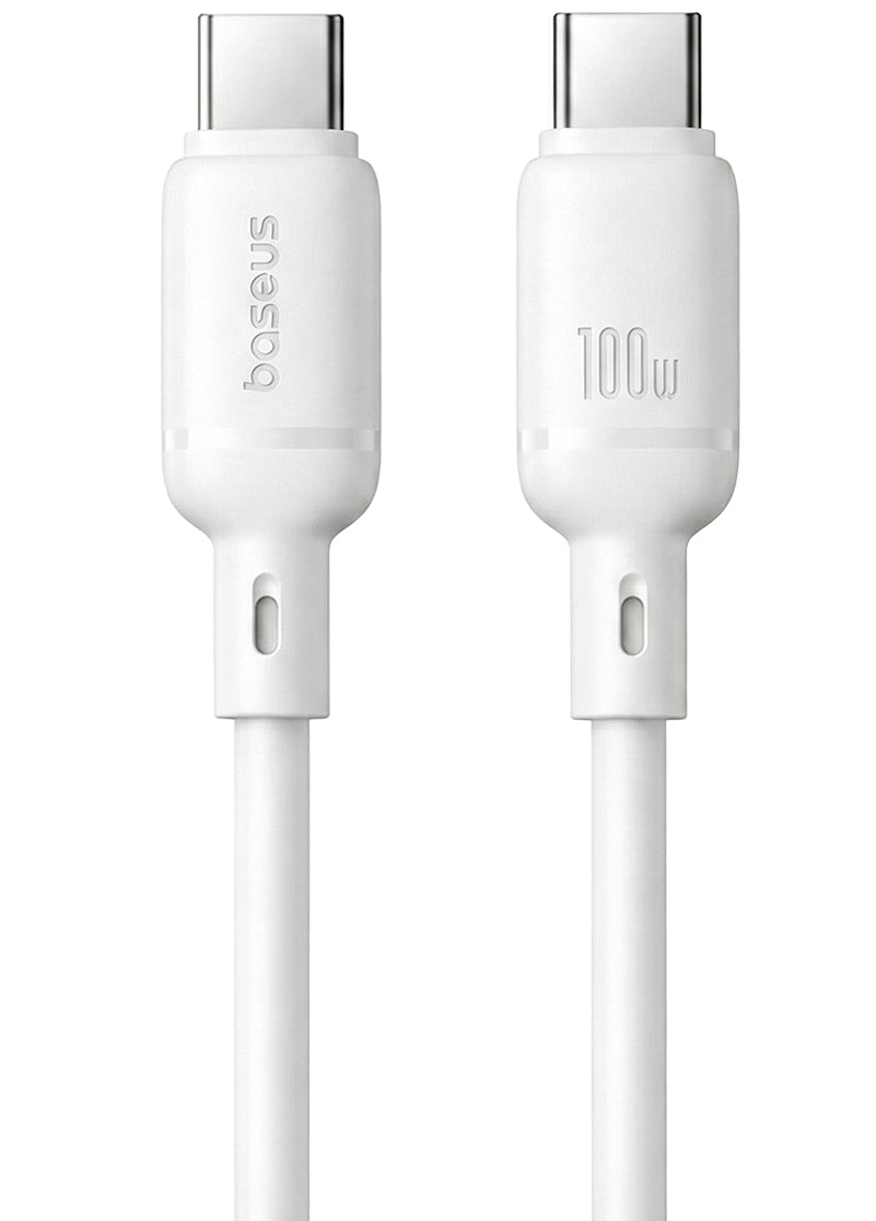 Cabo de Dados e Carregamento USB-C - USB-C Baseus Silky, 100W, 1m, Branco P10377704213-00
