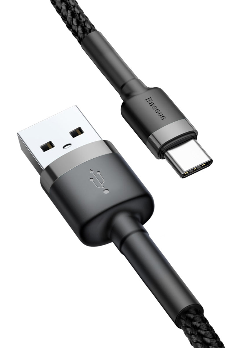 Cabo de Dados e Carregamento USB-A - USB-C Baseus Cafule, 60W, 1m, Cinza CATKLF-BG1