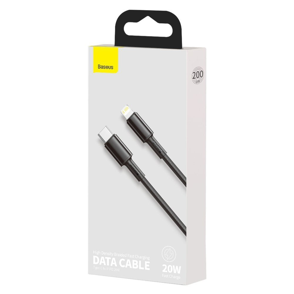 Cabo de Dados e Carregamento USB-C - Lightning Baseus High Density Braided, 20W, 2m, Preto CATLGD-A01