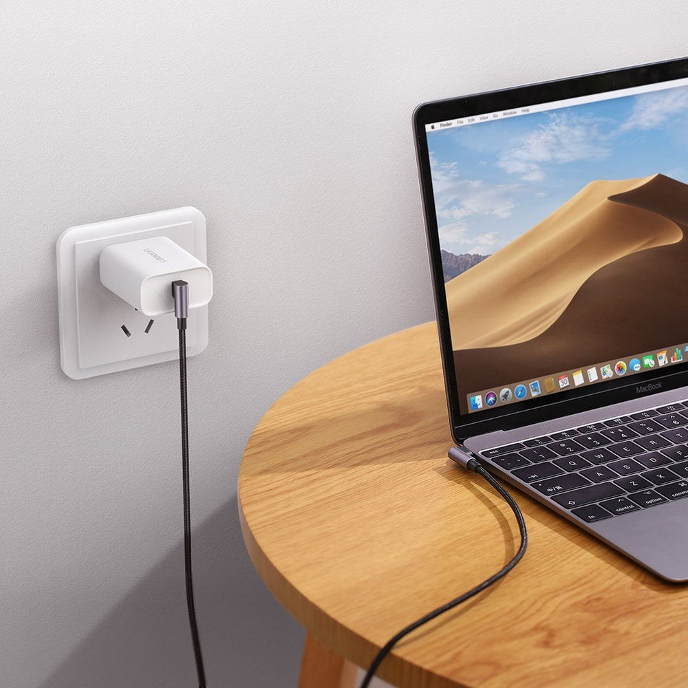 Cabo de carregamento e dados USB-C - USB-C UGREEN US323 USB-C angular, 60W, 1m, preto