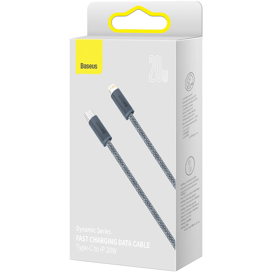 Cabo de Dados e Carregamento USB-C - Lightning Baseus Dynamic Series, 20W, 1m, Cinza CALD000016
