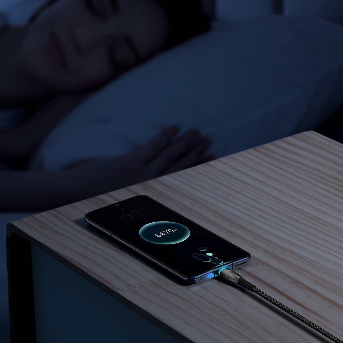 Cabo de carregamento e dados USB-A para USB-C Baseus Glimmer Series, 100W, 2m, preto CADH000501 CADH000501