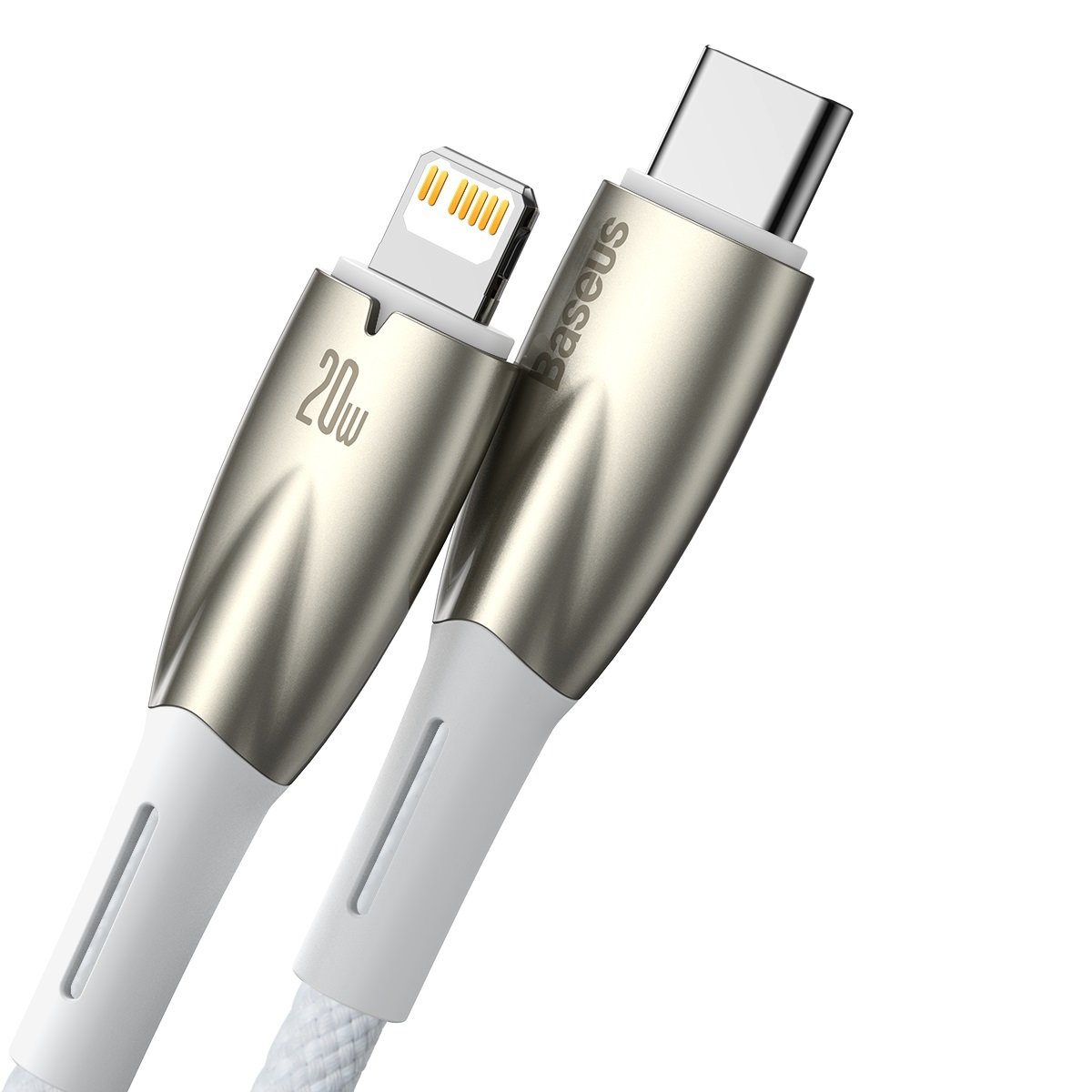 Baseus Glimmer Series USB-C - Cabo de carregamento e dados Lightning, 20W, 1m, branco CADH000002