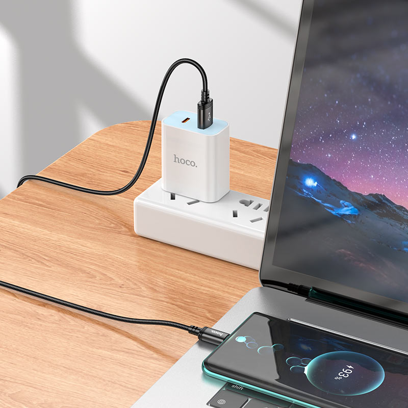 Cabo de Dados e Carregamento USB-A - USB-C HOCO X91, 18W, 3m, Preto