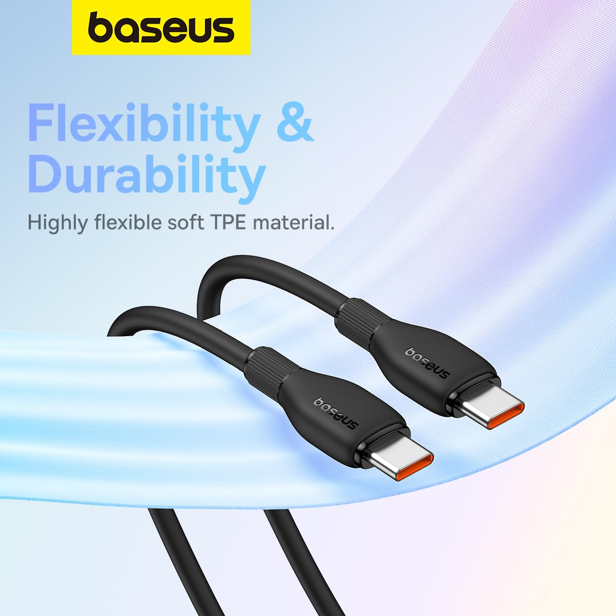 Cabo de Dados e Carregamento USB-C - USB-C Baseus Pudding, 100W, 1.2m, Preto P10355702111-00