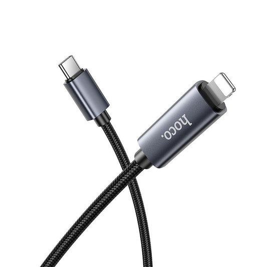 Cabo de Dados e Carregamento USB-C - Lightning HOCO Display X112, 27W, 1m, Preto