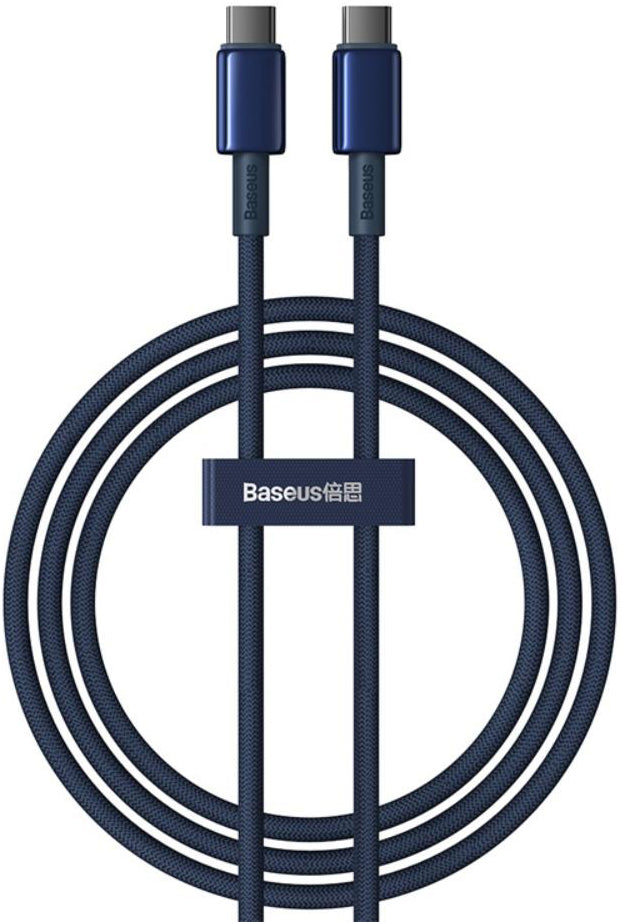 Cabo de Dados e Carregamento USB-C - USB-C Baseus Tungsten Gold, 100W, 1m, Azul-marinho P10319800321-03