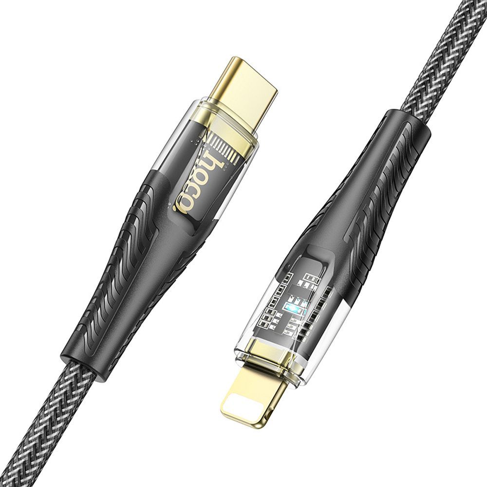 Cabo de Dados e Carregamento USB-C - Lightning HOCO U121, 27W, 1.2m, Preto