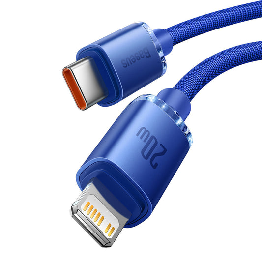 Cabo de Dados e Carregamento USB-C - Lightning Baseus Crystal Shine Series, 20W, 1.2m, Azul CAJY000203