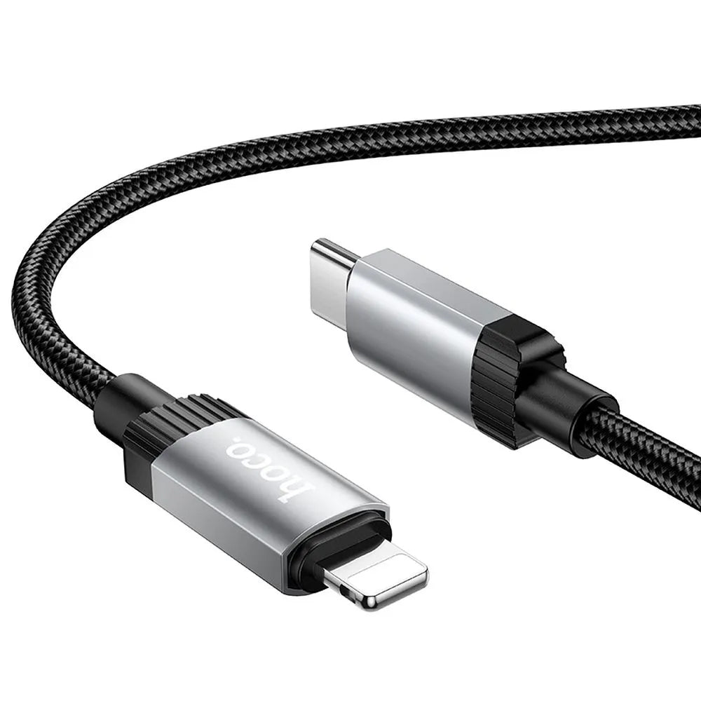 Cabo de Dados e Carregamento USB-C - Lightning HOCO X117, 27W, 1m, Preto
