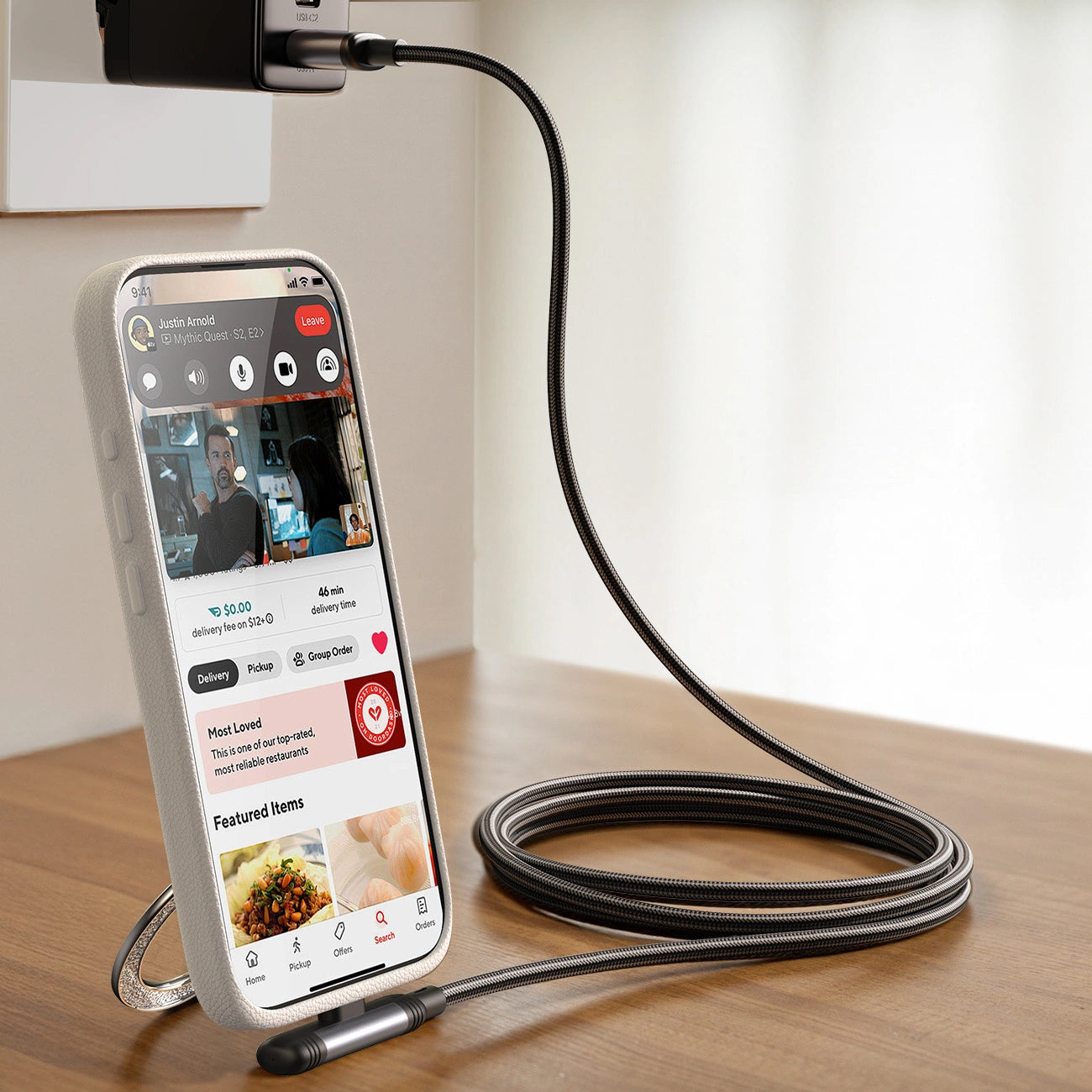 Cabo de Dados e Carregamento USB-C - USB-C Joyroom S-A56 EnjoyX Angled, 60W, 1.2m, Preto