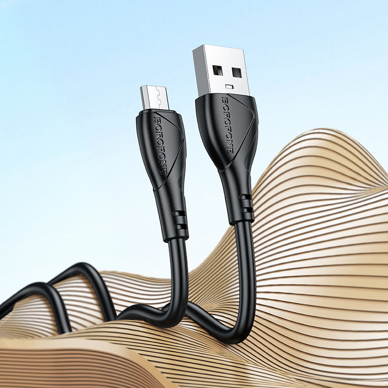 Cabo de Dados e Carregamento USB-A - microUSB Borofone BX121 Energy, 18W, 1m, Preto