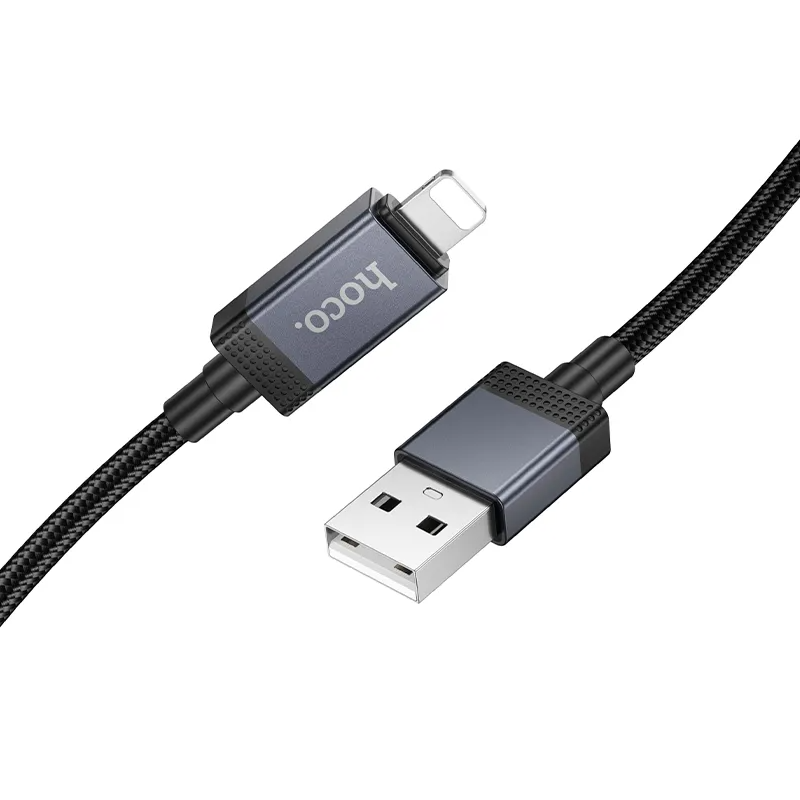 Cabo de Dados e Carregamento USB-A - Lightning HOCO X118 Display, 12W, 1m, Preto