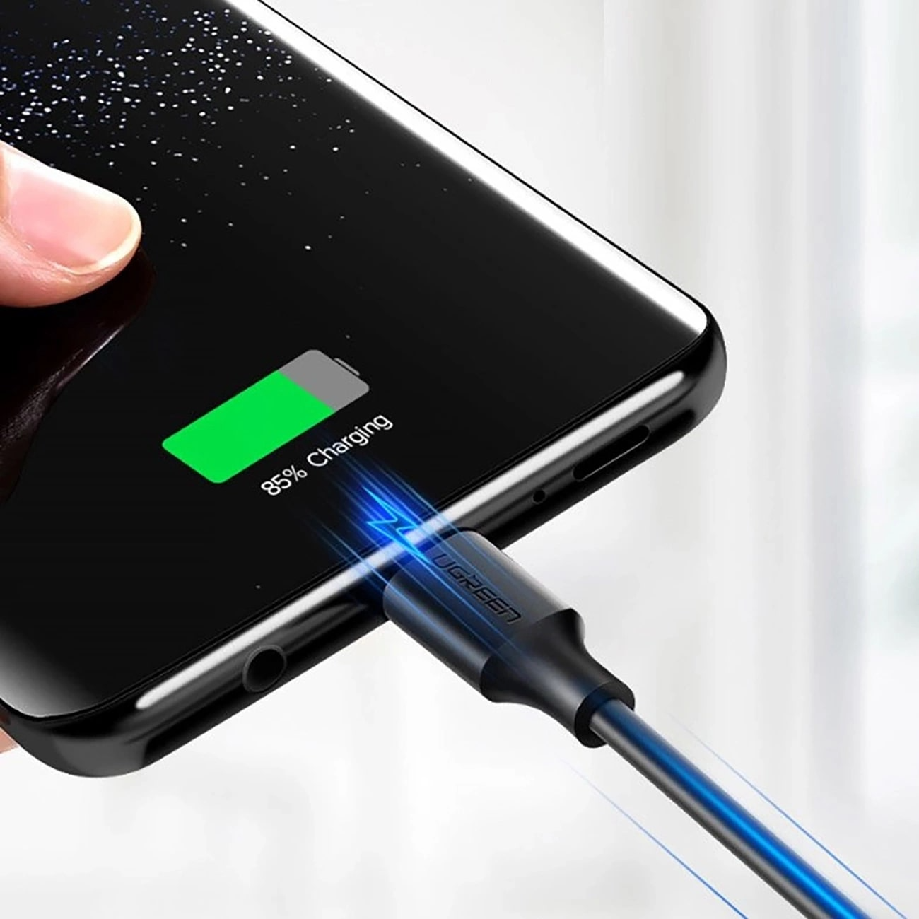 Cabo de Dados e Carregamento USB-A - USB-C UGREEN US184, 18W, 0.5m, Preto