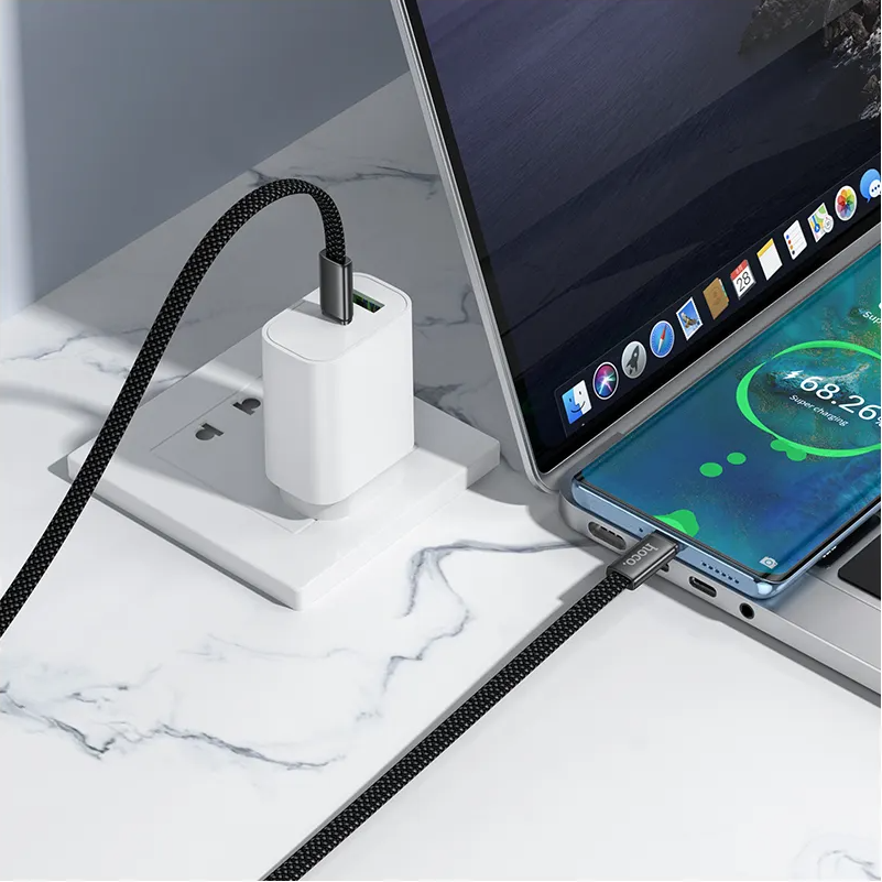 Cabo de Dados e Carregamento USB-C - USB-C HOCO X125, 60W, 1m, Preto