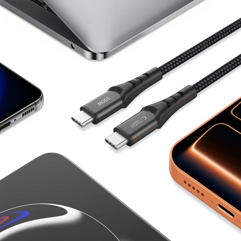 Cabo de Dados e Carregamento USB-C - USB-C Tech-Protect UB11T Ultraboost, 100W, 2m, Preto