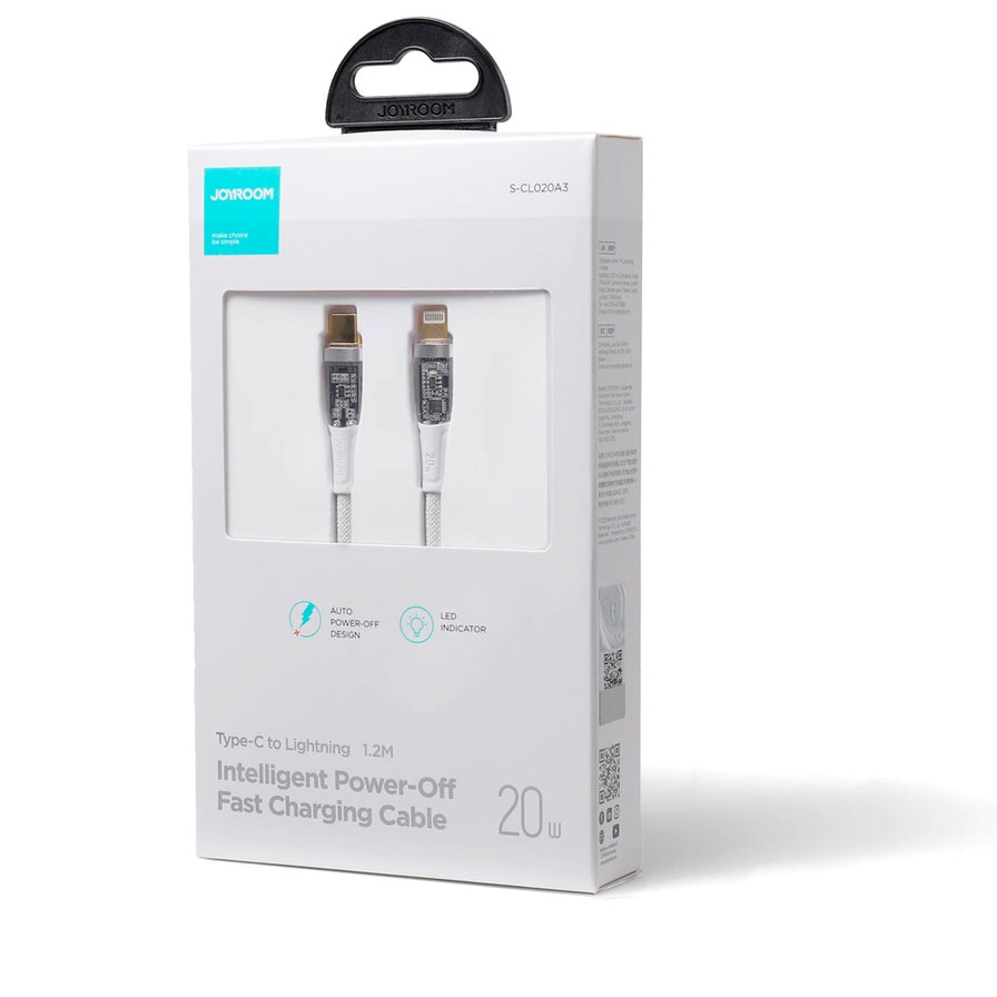 Cabo de Dados e Carregamento USB-C - Lightning Joyroom S-CL020A3, 20W, 1,2m, Branco