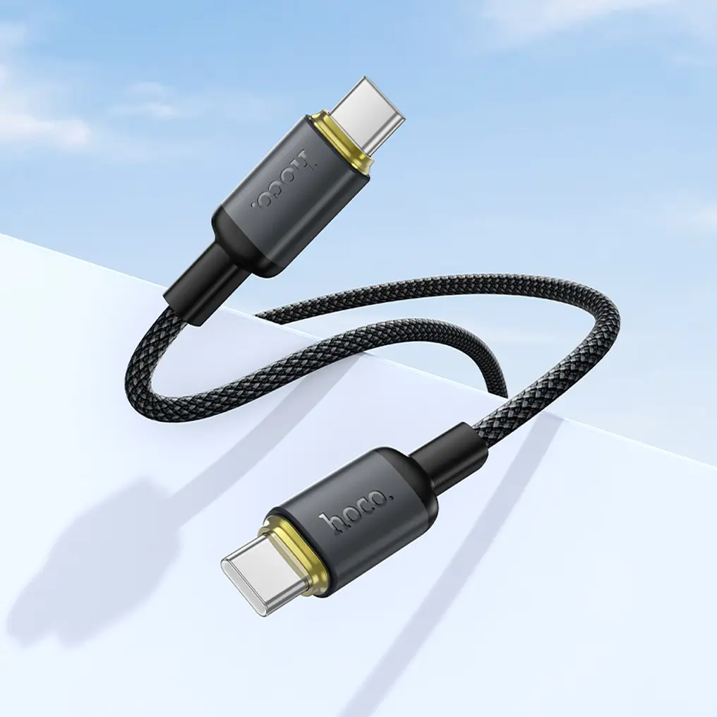 Cabo de Dados e Carregamento USB-C - USB-C HOCO X128 Benefit, 60W, 1m, Preto