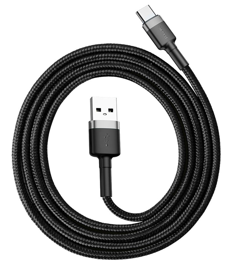 Cabo de Dados e Carregamento USB-A - USB-C Baseus Cafule, 60W, 1m, Cinza CATKLF-BG1