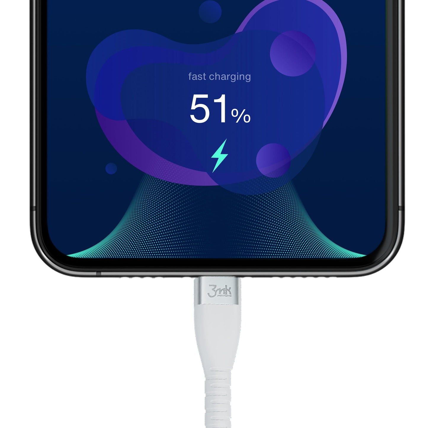 Cabo de Dados e Carregamento USB-C - USB-C 3MK Hyper Silicone, 60W, 1m, Branco