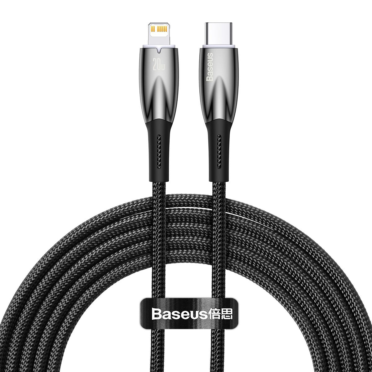 Baseus Glimmer Series USB-C - Cabo de carregamento e dados Lightning, 20W, 2m, preto CADH00010101