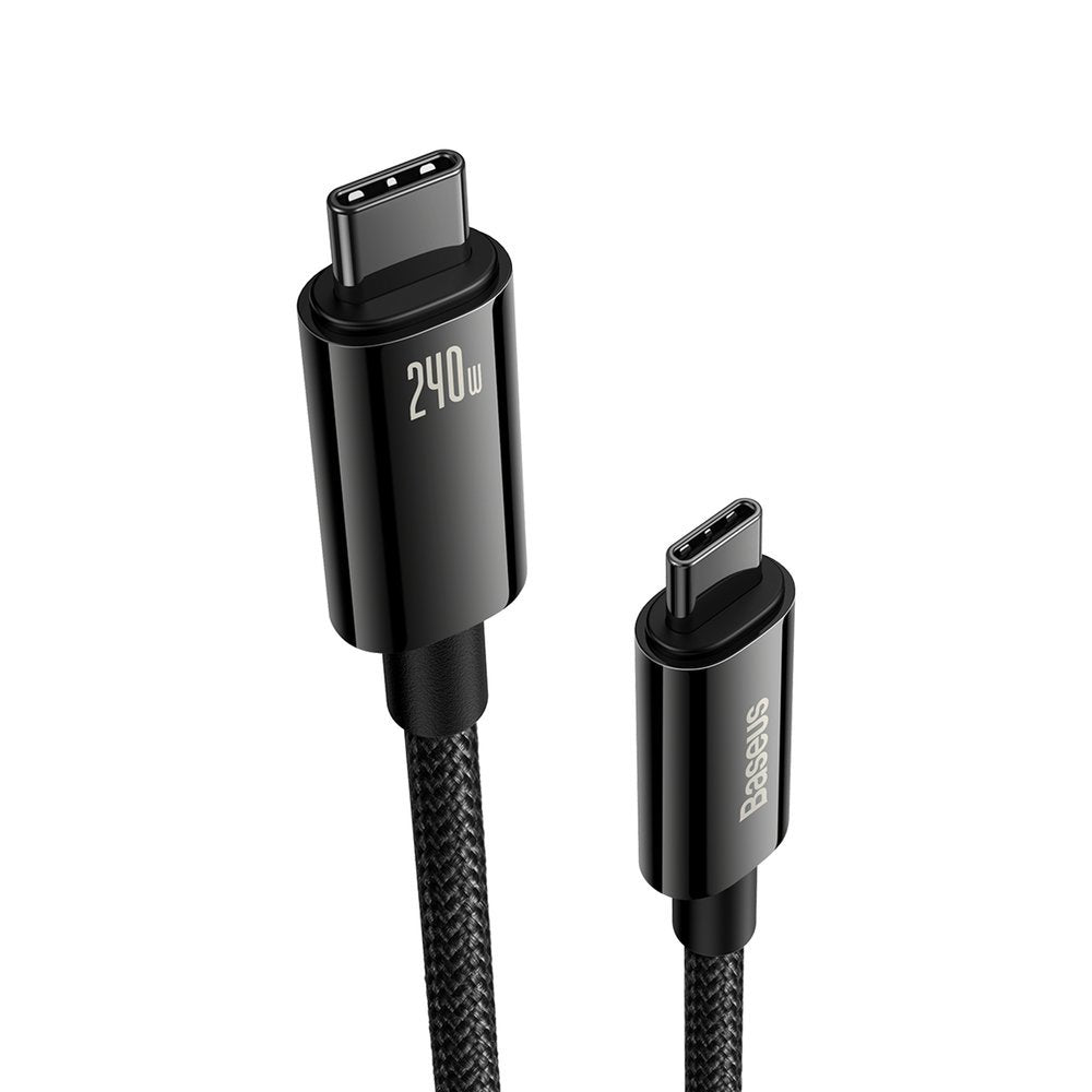 Cabo de carregamento e dados USB-C - USB-C Baseus Tungsténio Dourado, 240W, 2m, Preto CAWJ04010101